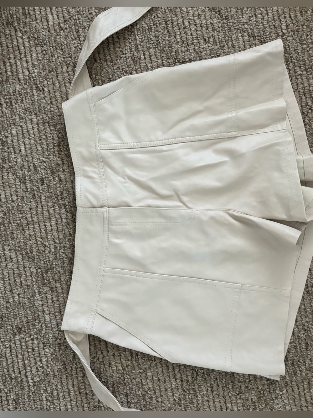 Mustard Seed Cream High-Waist Faux Leather Shorts